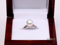 natural 9mm white freshwater pearl ring