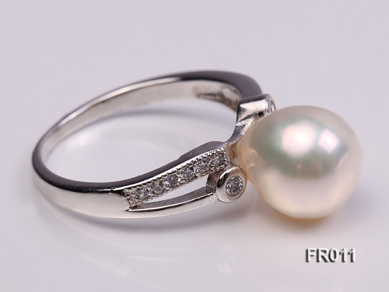 natural 9mm white freshwater pearl ring