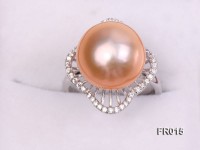 natural 13.5mm pink Edison pearl ring