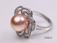 Natural 13mm pink round Edison pearl ring