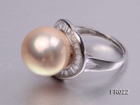 natural 15mm pink round Edison pearl ring