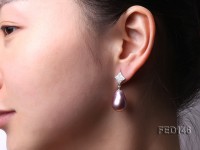 14x19mm Lavender Drop-shaped Freshwater Pearl Earring