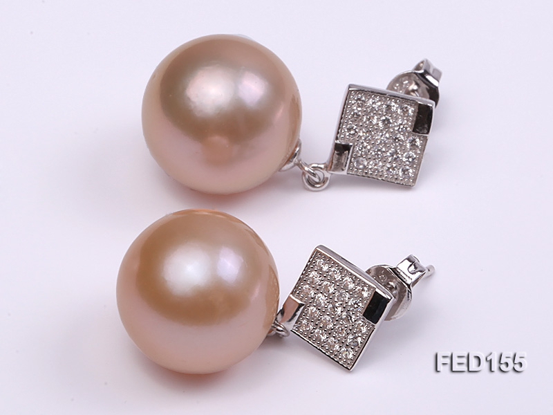 13mm Pink Round Edison Pearl Earring