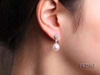 10mm White Near-round Freshwater Pearl Earring