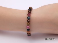 7mm Colorful Round Natural Tourmaline Beads Elasticated Bracelet