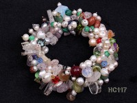 Multicolor pearl gemstone and crystal bracelet
