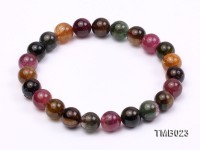 8mm Colorful Round Natural Tourmaline Beads Elasticated Bracelet