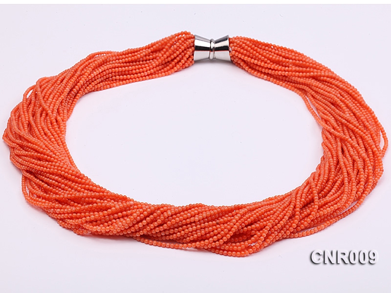 2.5mm Orange Round Coral Forty Strands Necklace