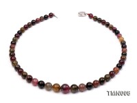 9-15mm Colorful Round Tourmaline Beads Necklace