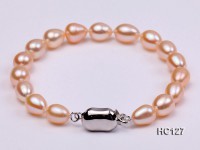 7-8mm oval pink freshwater pearl bracelet