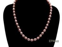 Classic 7.5-8mm AAA Pink Rice-shaped Cultured Freshwater Pearl Necklace