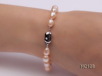 7.5-8mm AAA pink oval freshwater pearl bracelet