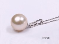 14mm Perfectly Round Freshwater Pearl Pendant with an 18k Gold Pendant Bail