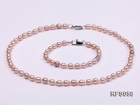 5-6mm Lavender Rice-shaped Freshwater Pearl Necklace and Bracelet Set