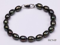 7-8mm black oval freshwater pearl bracelet