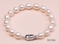 7-8mm white oval freshwater pearl bracelet