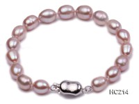 7-8mm lavender oval freshwater pearl bracelet