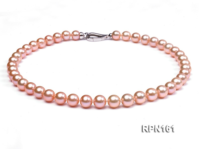 Classic 10-11mm AAAAA Pink Round Cultured Freshwater Pearl Necklace