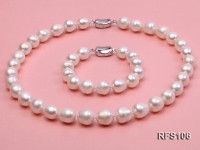11-12mm White Rice-shaped Freshwater Pearl Necklace and Bracelet Set