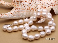 11-12mm White Rice-shaped Freshwater Pearl Necklace and earrings Set