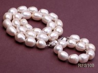 12-13mm White Rice-shaped Freshwater Pearl Necklace and Bracelet Set