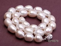 Super-size 12-13mm Oval White Freshwater Pearl Necklace