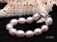 12-13mm Oval White Freshwater Pearl Bracelet