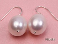 12-13mm White Oval Freshwater Pearl Earring