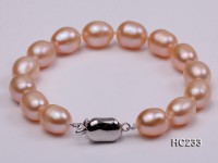 9-10mm pink oval freshwater pearl bracelet