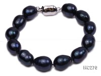 10-11mm black oval freshwater pearl bracelet