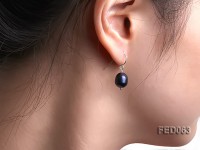 10-11mm Dark-purple Oval Freshwater Pearl Earring