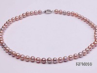 7mm AAA-grade Lavender Round Freshwater Pearl Necklace