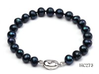 8mm black round freshwater pearl bracelet