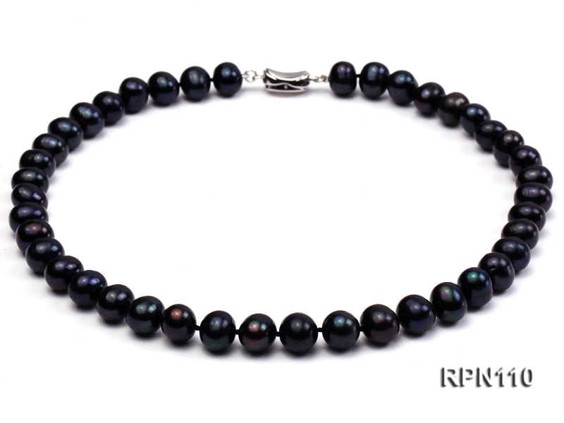 Quality 10-11mm Black Round Freshwater Pearl Necklace