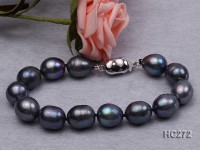 10-11mm black oval freshwater pearl bracelet