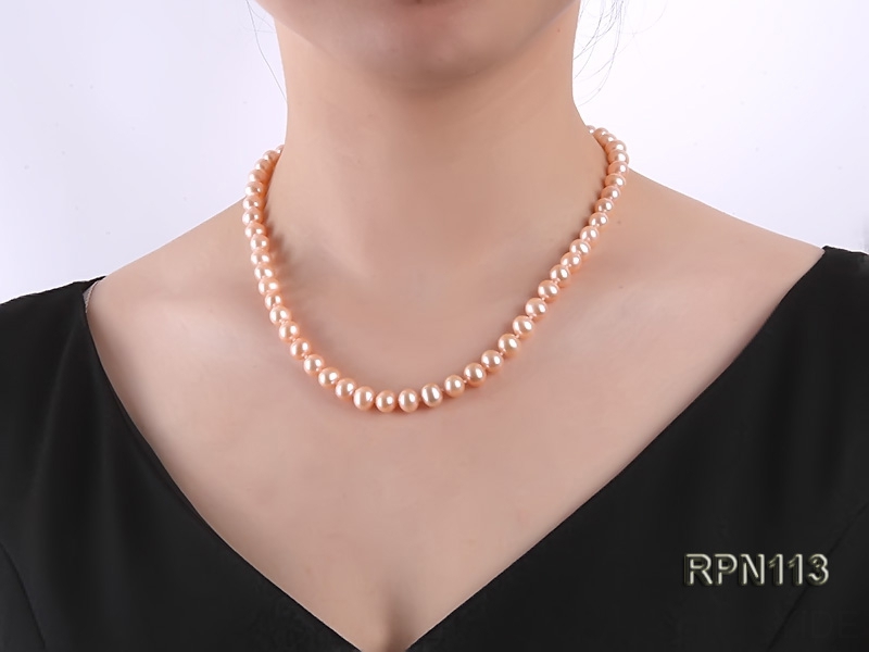 8-8.5mm Pink Round Freshwater Pearl Necklace
