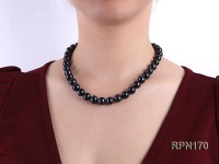 Quality 11-12mm Black Round Freshwater Pearl Necklace