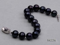 11-12mm black round freshwater pearl bracelet