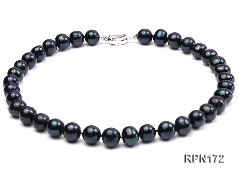 Quality 12-13mm Black Round Freshwater Pearl Necklace