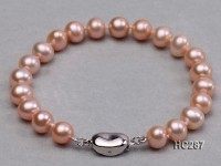 7.5mm AAA pink round freshwater pearl bracelet