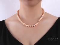 8-9mm Natural Pink Round Freshwater Pearl Necklace