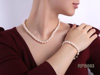 8-9mm white round freshwater pearl necklace and bracelet set