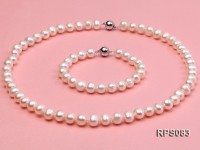 8-9mm white round freshwater pearl necklace and bracelet set