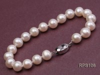 8mm white round freshwater pearl necklace and bracelet set