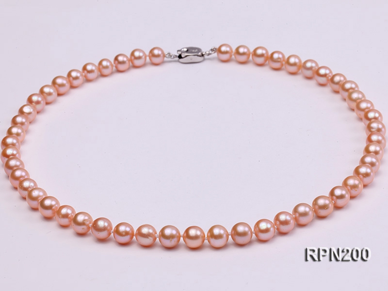 AA-grade 8mm Natural Pink Round Freshwater Pearl Necklace