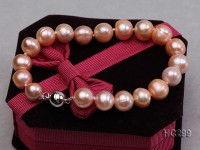 9-10mm  pink round freshwater pearl bracelet