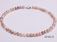 8mm AAA Round Multi-color Freshwater Pearl Necklace
