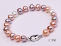 8mm AAA white pink lavender round freshwater pearl bracelet