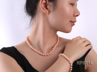 8mm AAA round freshwater pearl necklace,bracelet and earring set