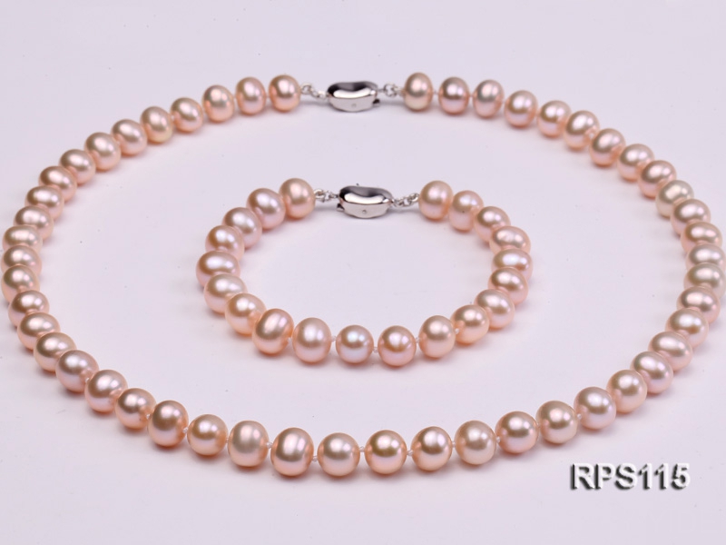 8mm AAA round freshwater pearl necklace and bracelet set